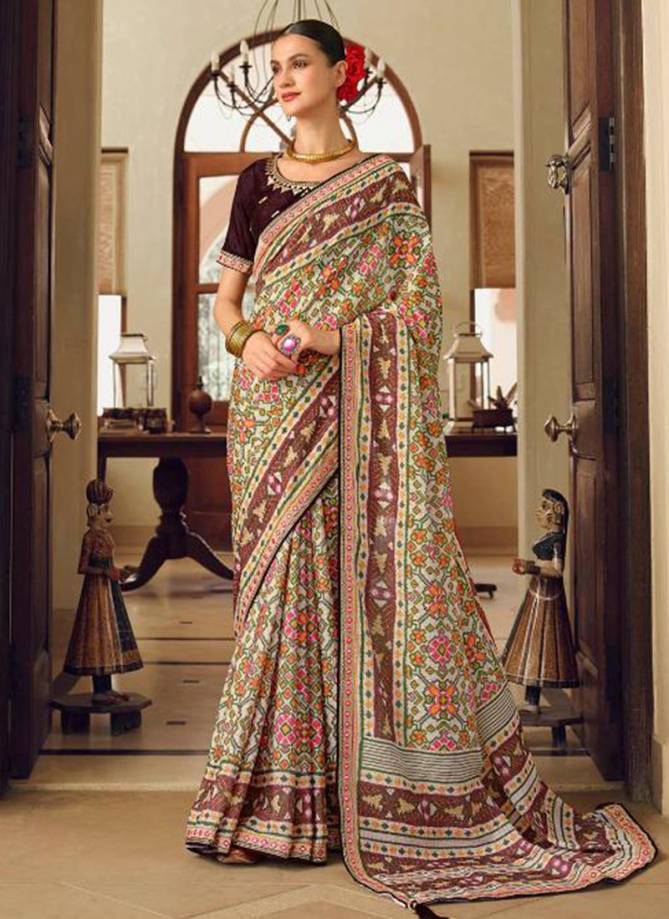 KAVIRA SAYONEE PATOLA Heavy Wedding Wear Chinon Printed Designer Saree Collection